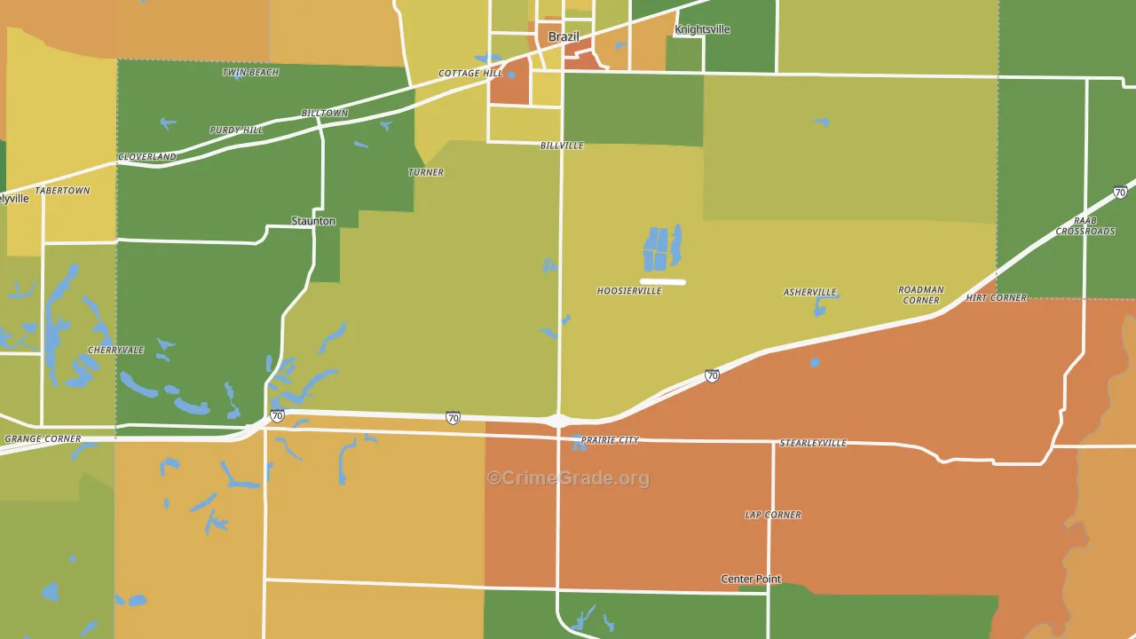 Clay County, IN Map of Robbery Rates