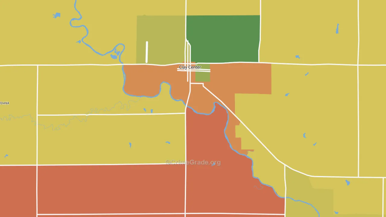 Clay County, KS Map of Robbery Rates