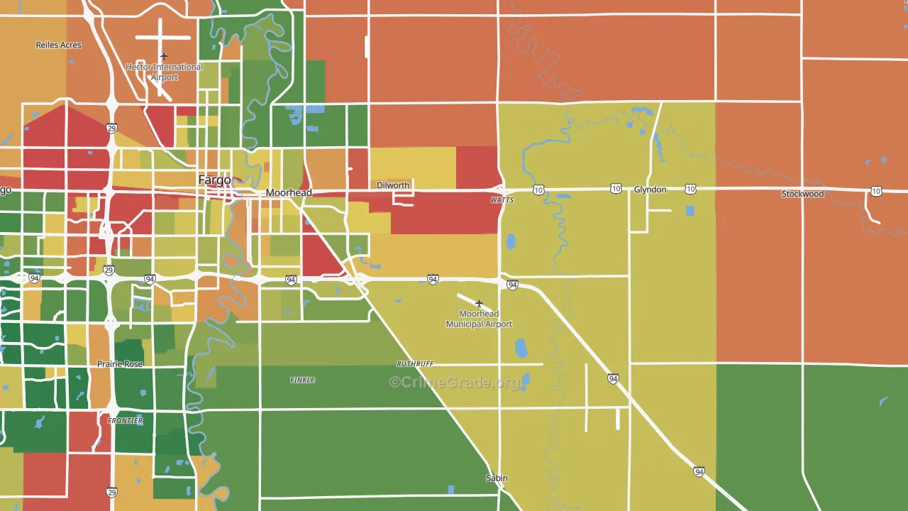 Clay County, MN Map of Robbery Rates