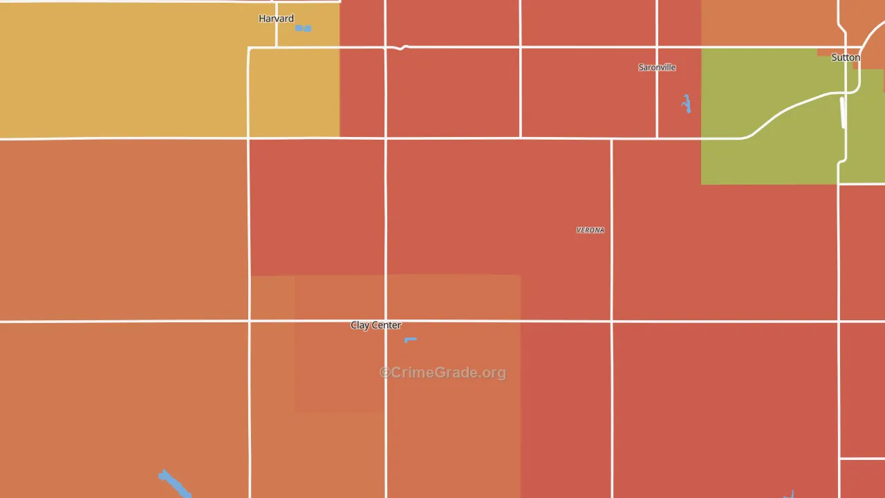 Clay County, NE Map of Robbery Rates