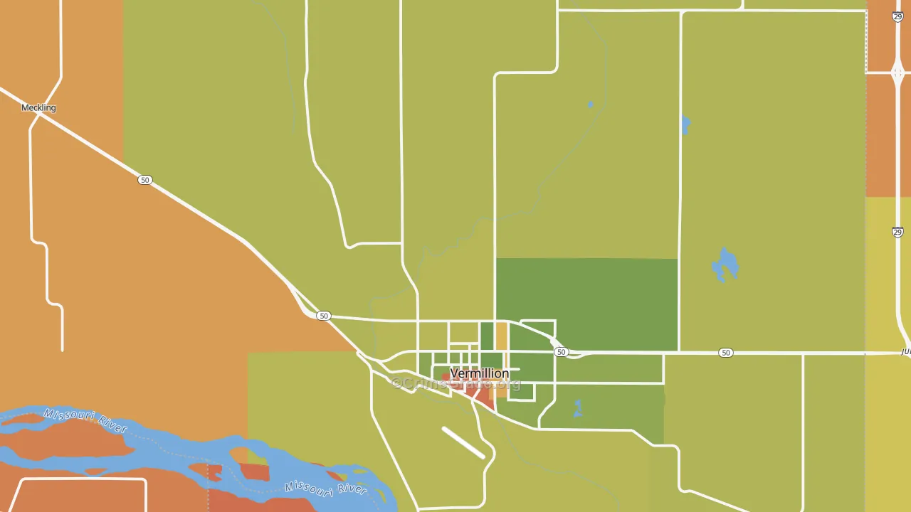 Clay County, SD Map of Robbery Rates