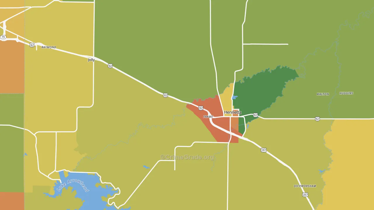 Clay County, TX Map of Robbery Rates