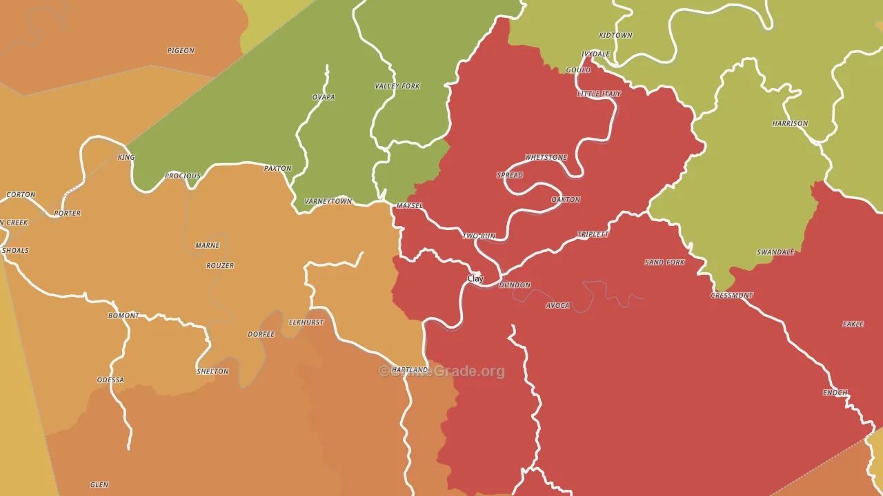 Clay County, WV Map of Robbery Rates
