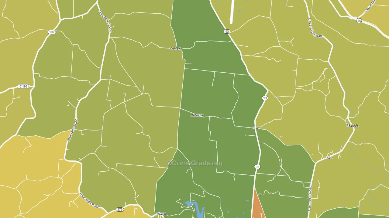 Clay, OH Map of Robbery Rates