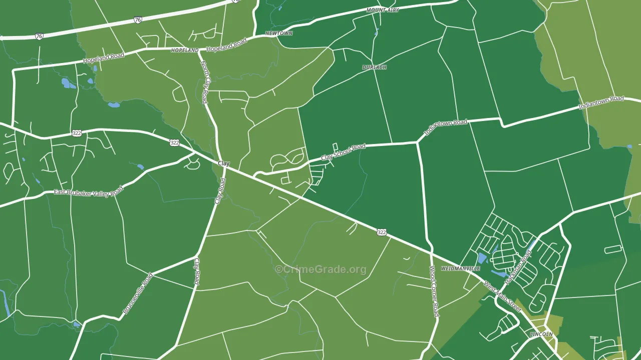 Clay, PA Map of Robbery Rates
