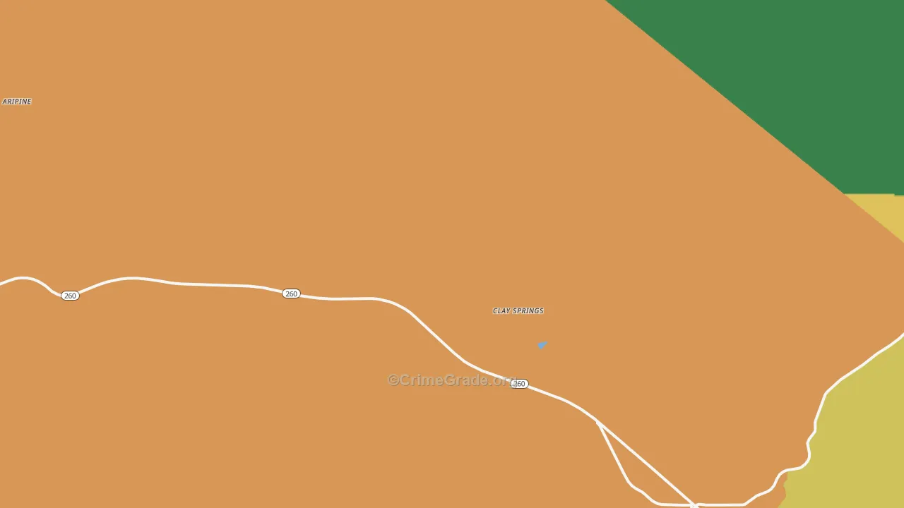 Clay Springs, AZ Map of Robbery Rates