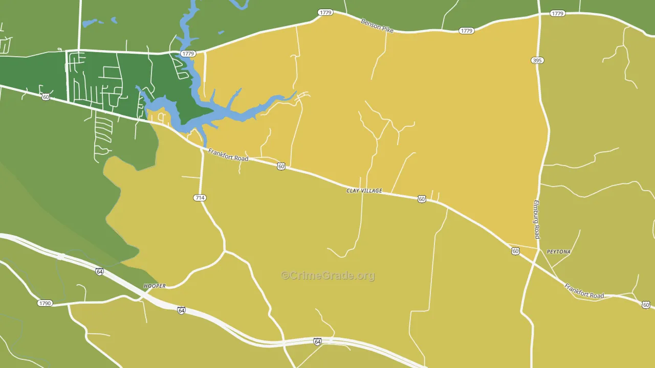 Clay Village, KY Map of Robbery Rates
