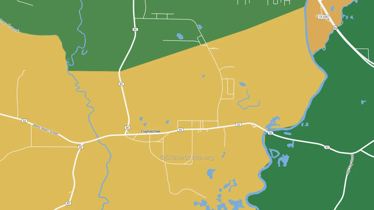 Clayhatchee, AL Map of Robbery Rates