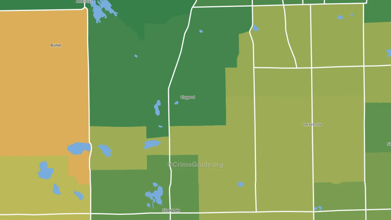 Claypool, IN Map of Robbery Rates