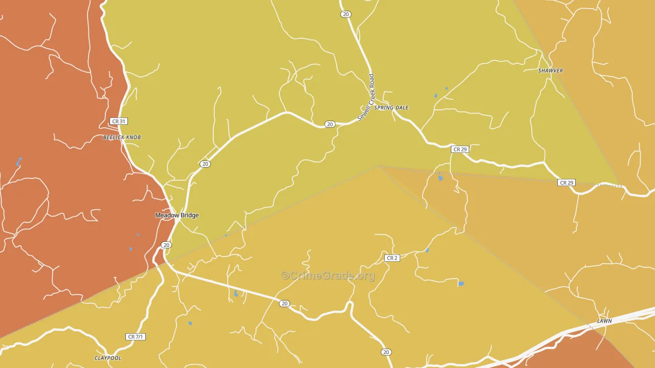 Claypool, WV Map of Robbery Rates