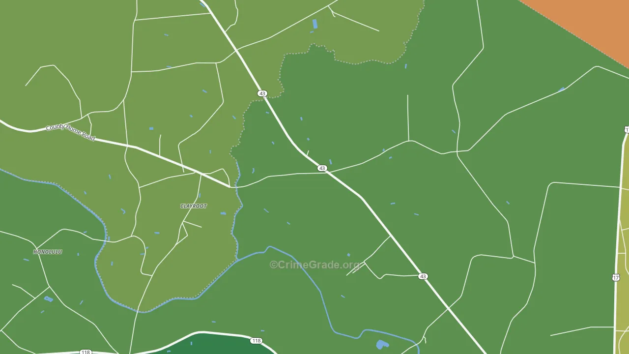 Clayroot, NC Map of Robbery Rates