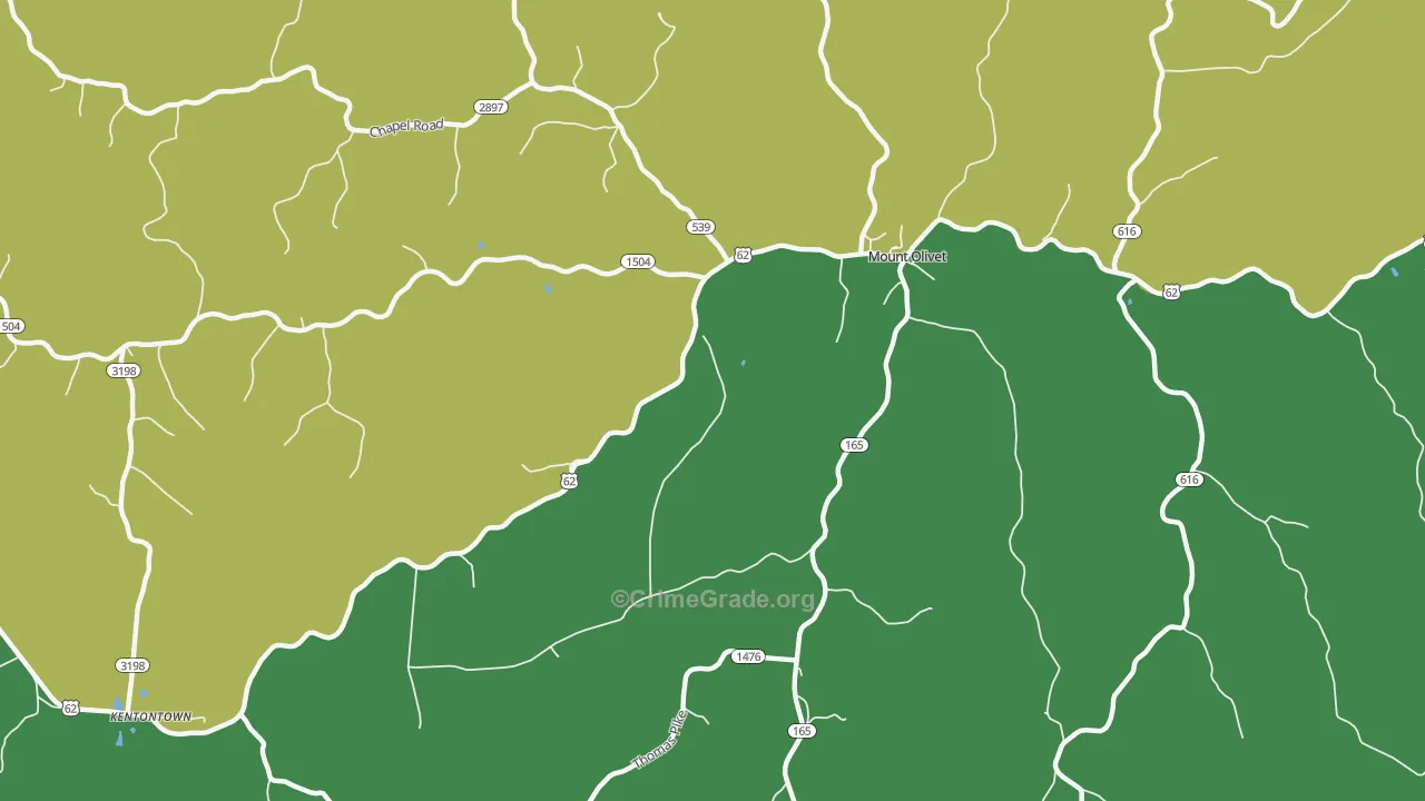 Claysville, KY Map of Robbery Rates