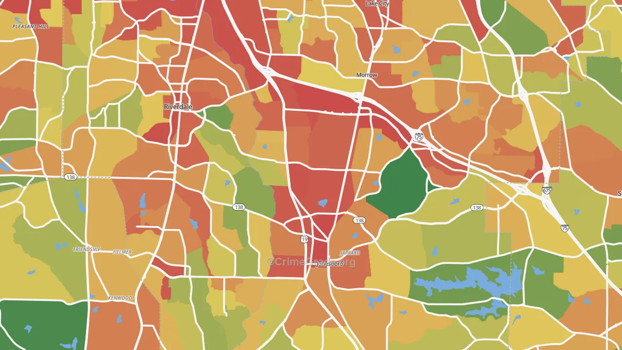 Clayton County, GA Map of Robbery Rates
