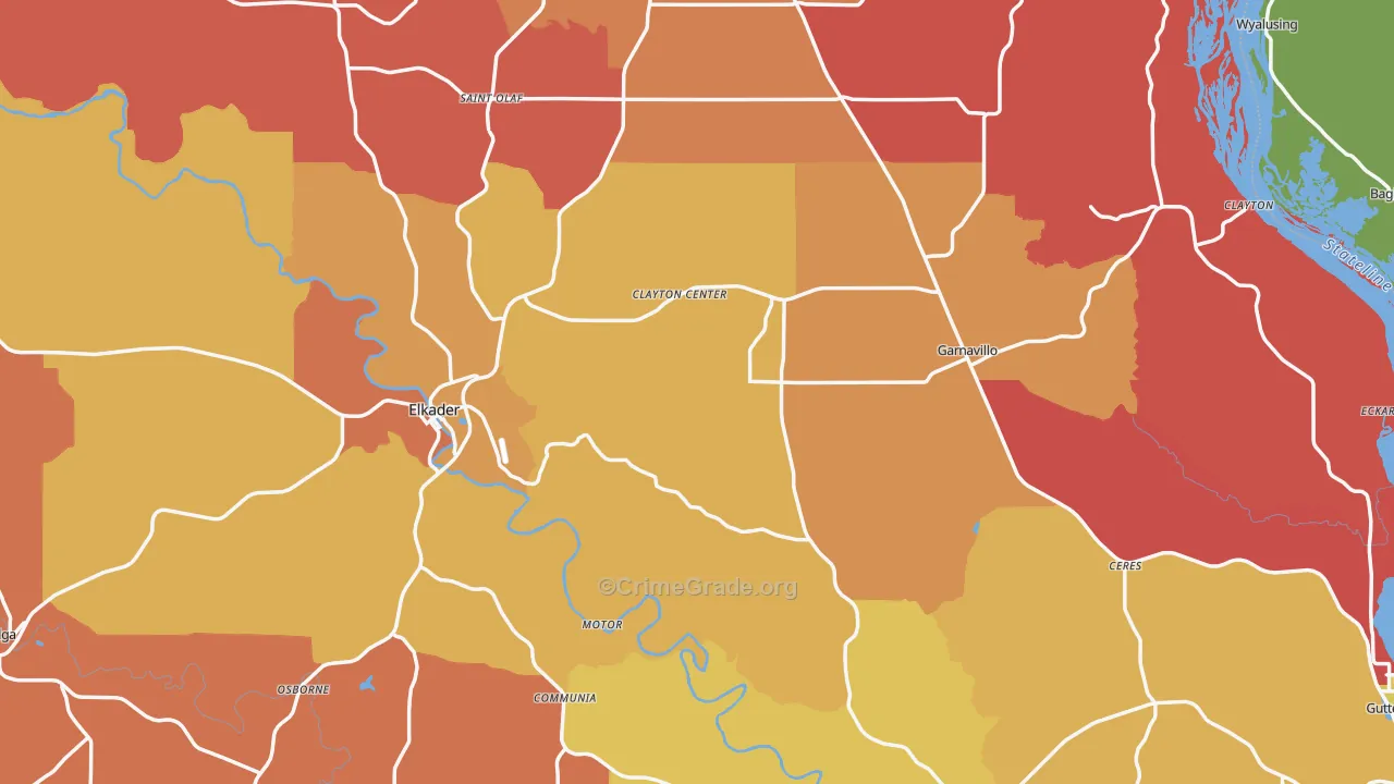 Clayton County, IA Map of Robbery Rates