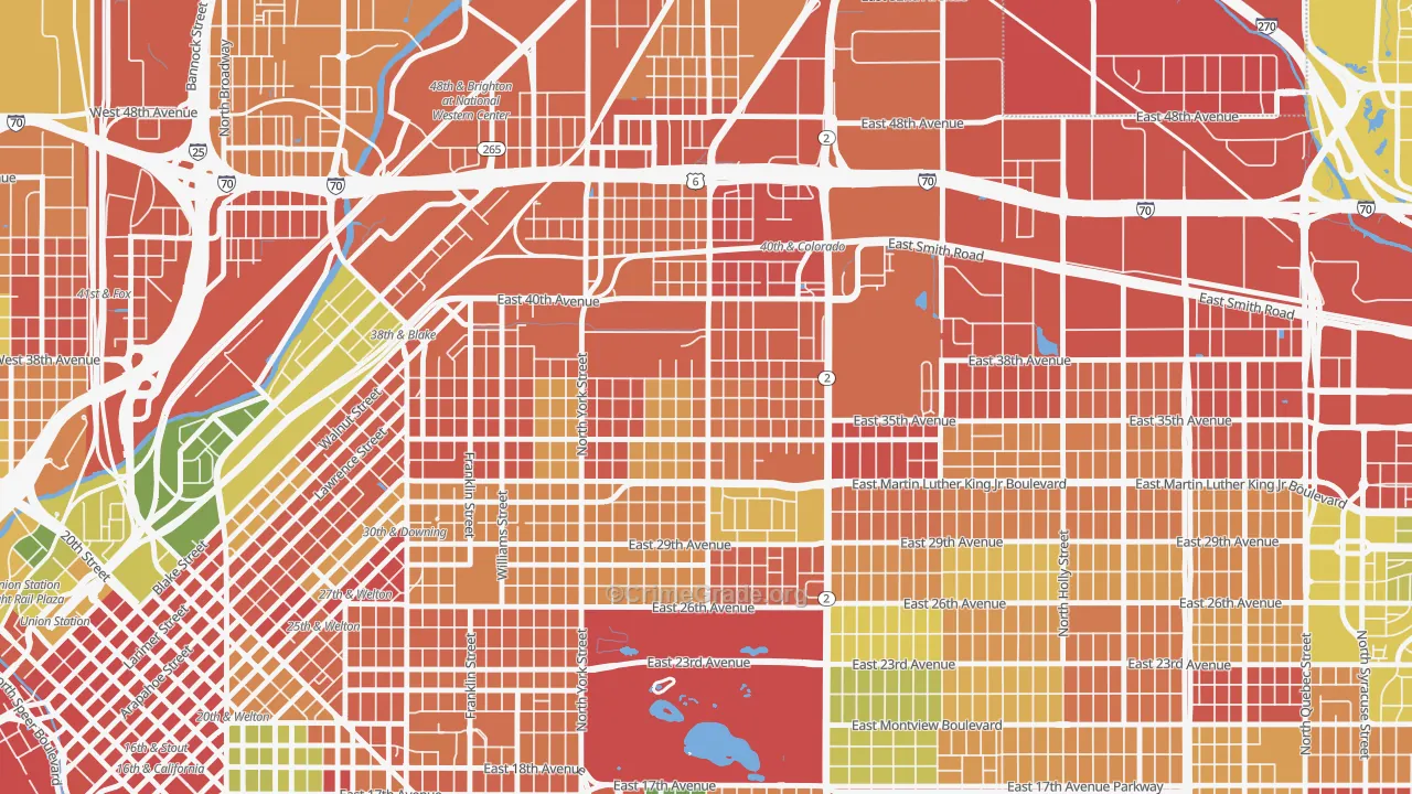 Clayton, Denver, CO Map of Robbery Rates
