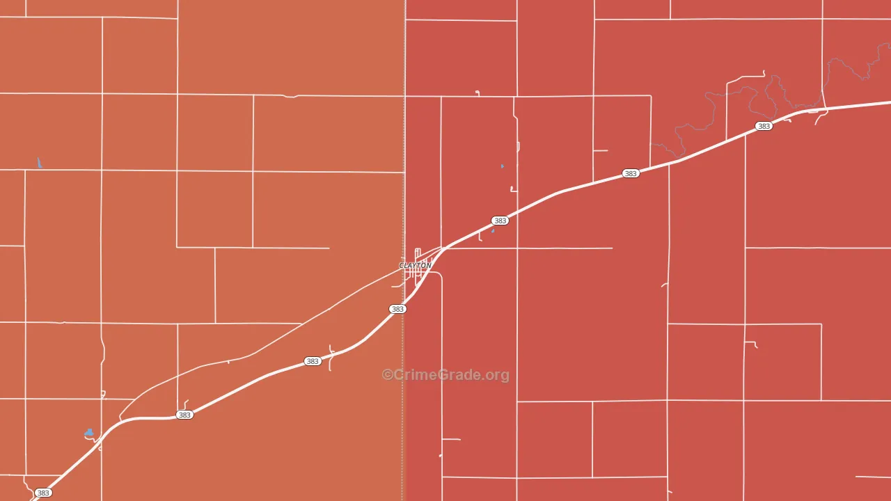 Clayton, KS Map of Robbery Rates