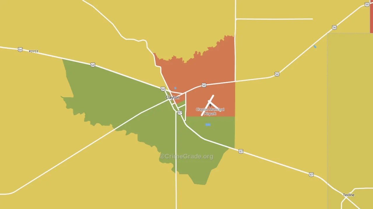 Clayton, NM Map of Robbery Rates