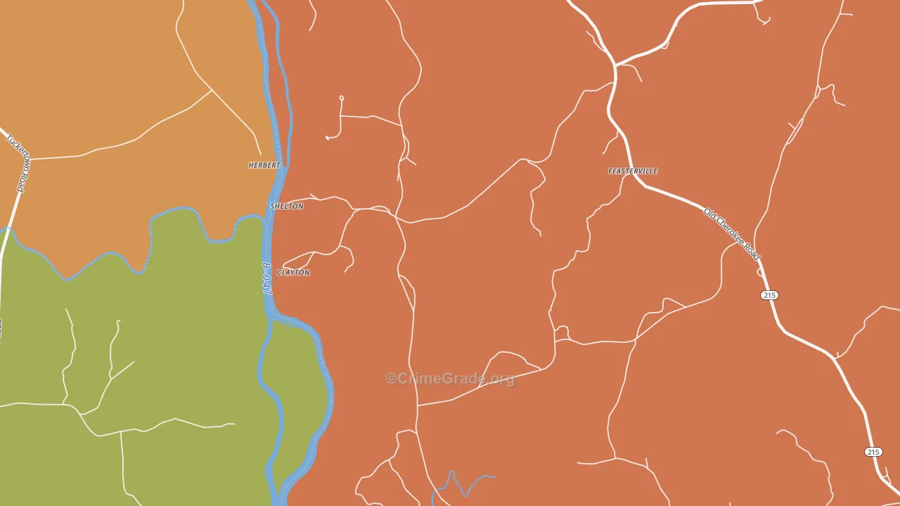 Clayton, SC Map of Robbery Rates