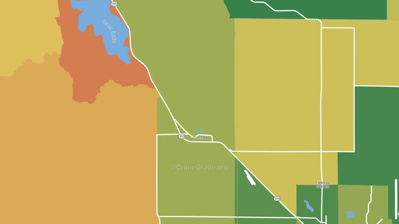 Clayton, WA Map of Robbery Rates