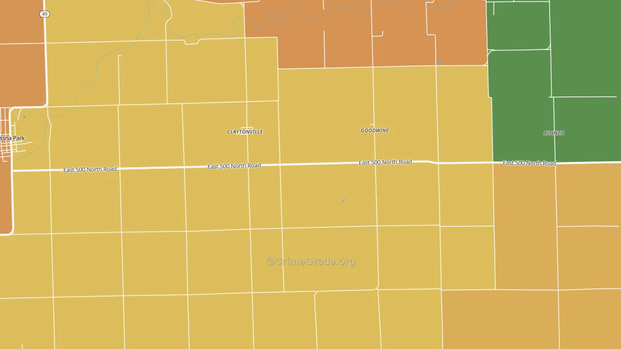 Claytonville, IL Map of Robbery Rates