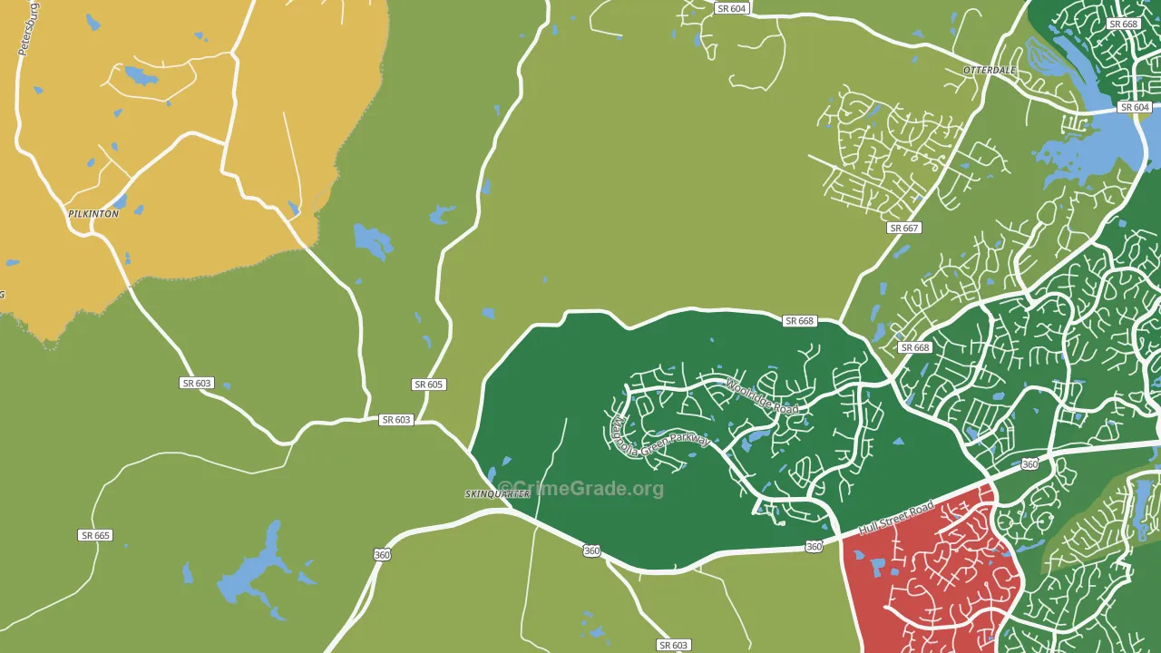 Clayville, VA Map of Robbery Rates