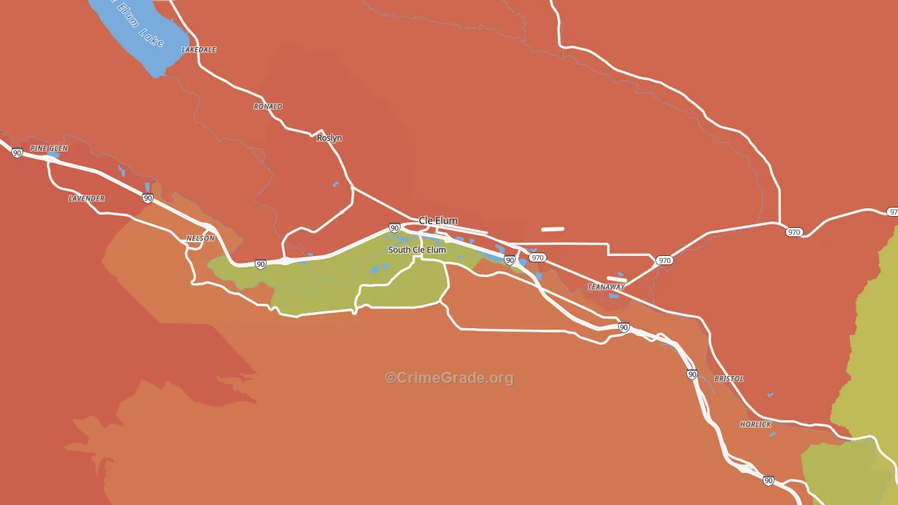Cle Elum, WA Map of Robbery Rates