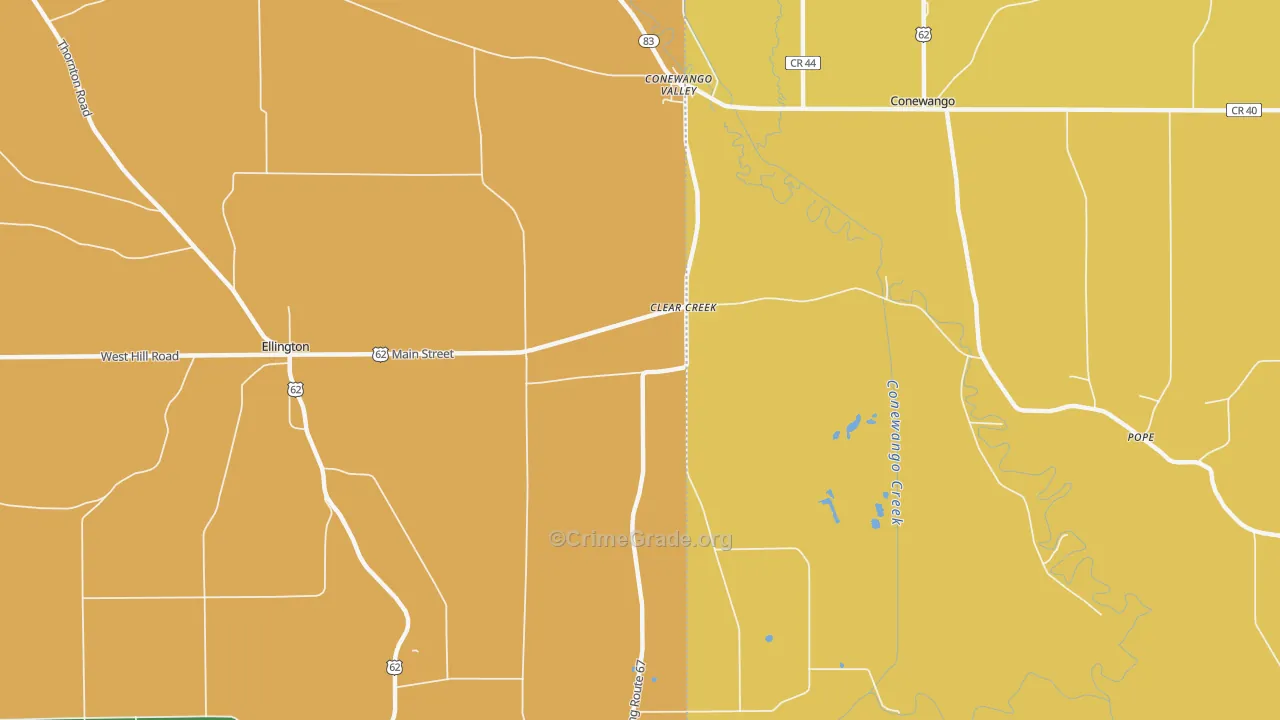 Clear Creek, NY Map of Robbery Rates
