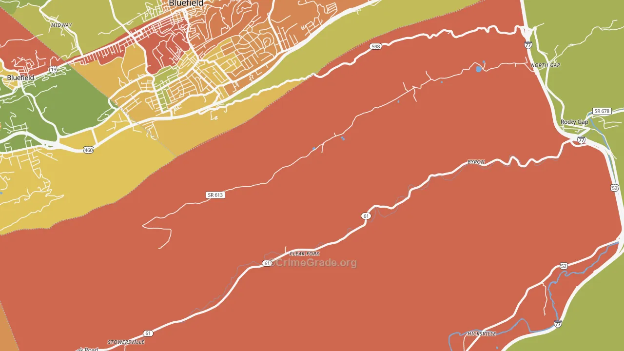 Clear Fork, VA Map of Robbery Rates