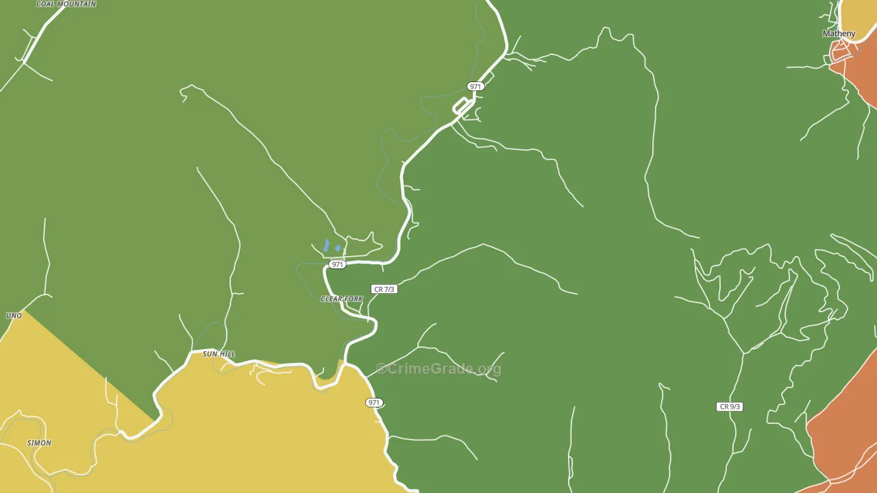 Clear Fork, WV Map of Robbery Rates