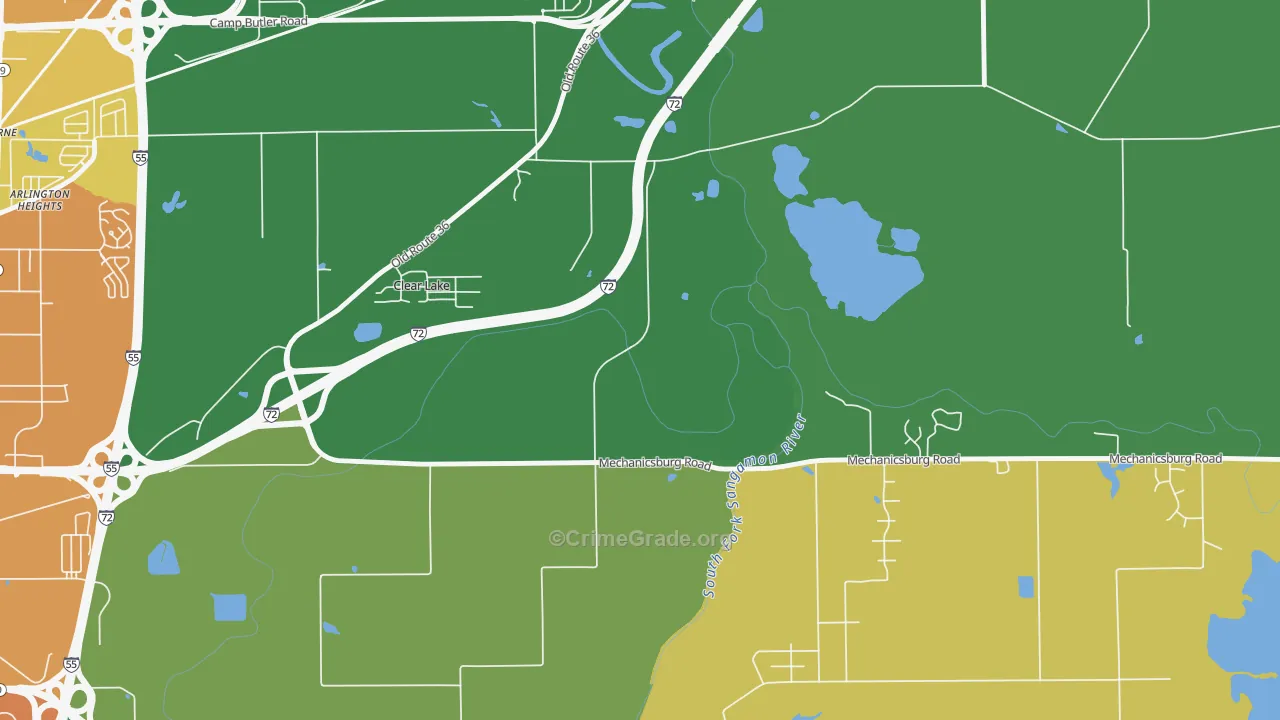 Clear Lake, IL Map of Robbery Rates