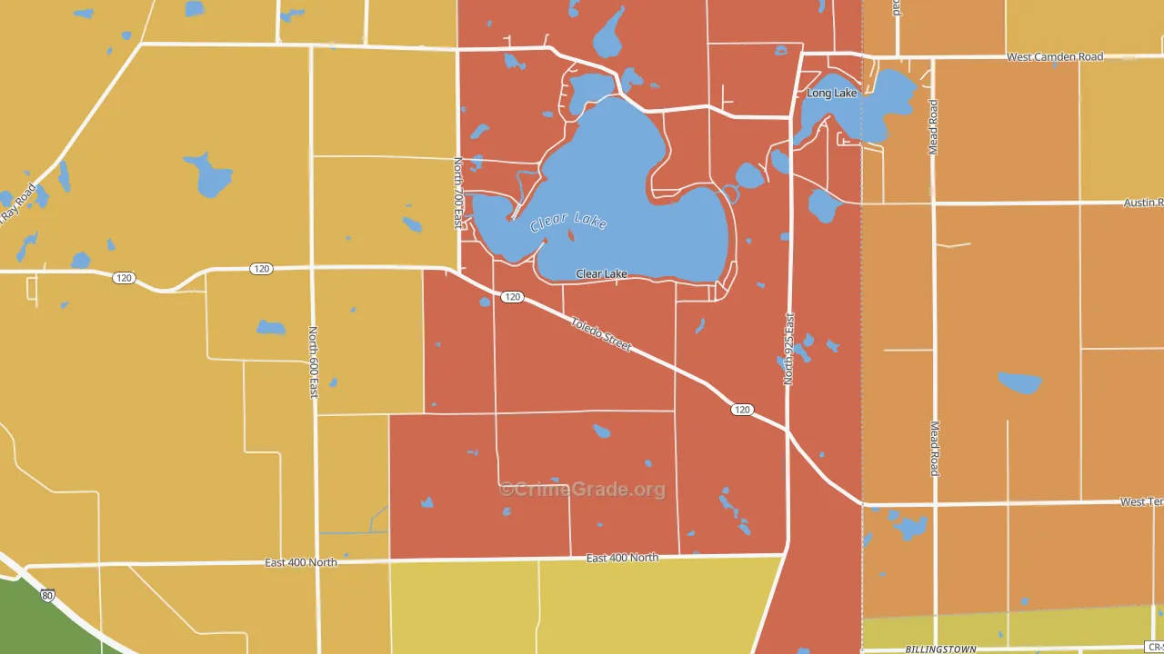 Clear Lake, IN Map of Robbery Rates