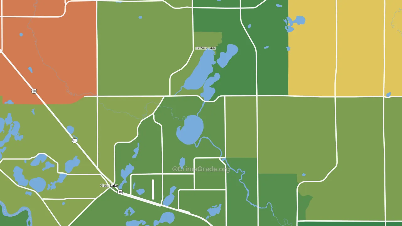 Clear Lake, MN Map of Robbery Rates