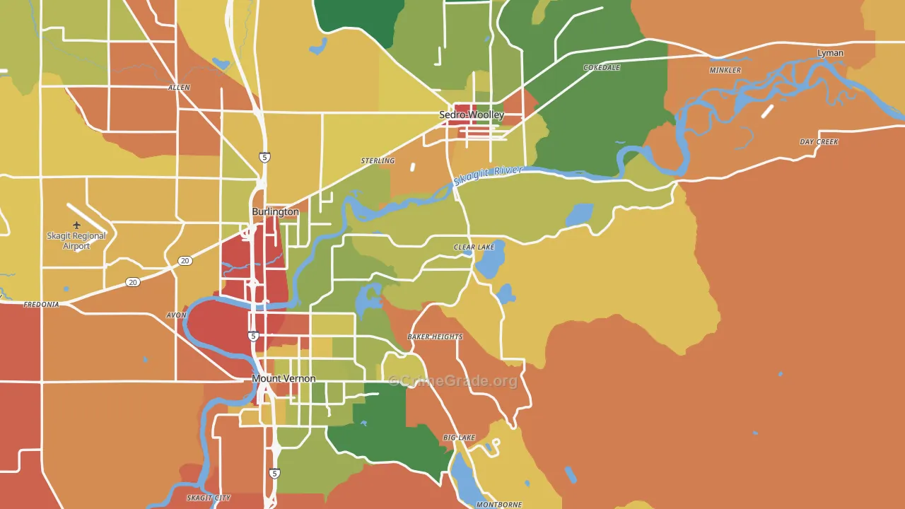 Clear Lake, WA Map of Robbery Rates