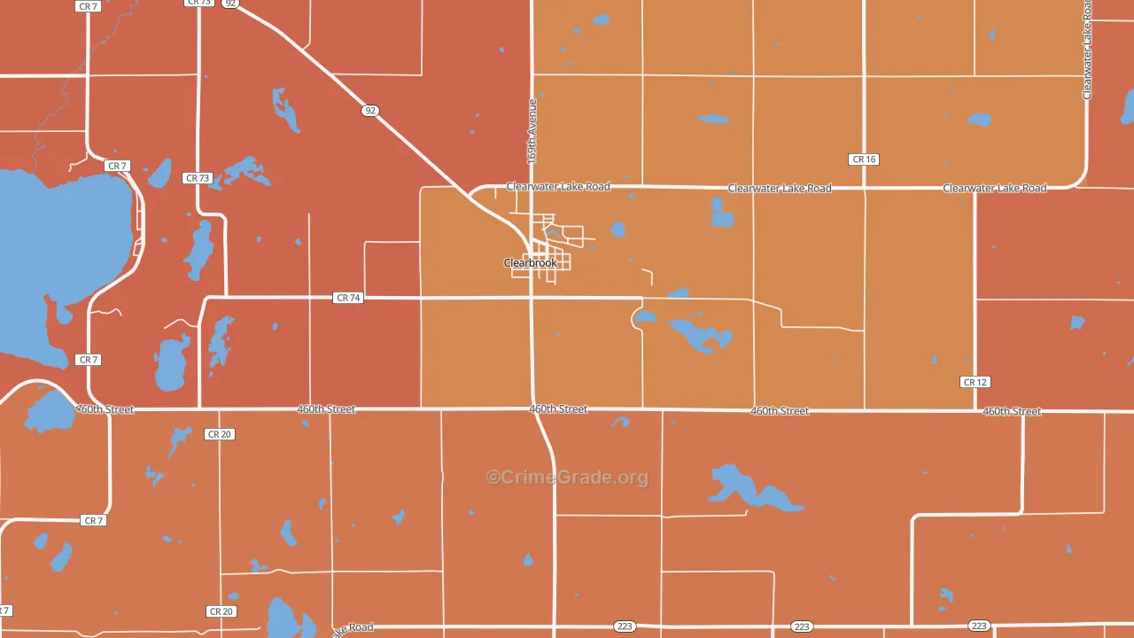 Clearbrook, MN Map of Robbery Rates