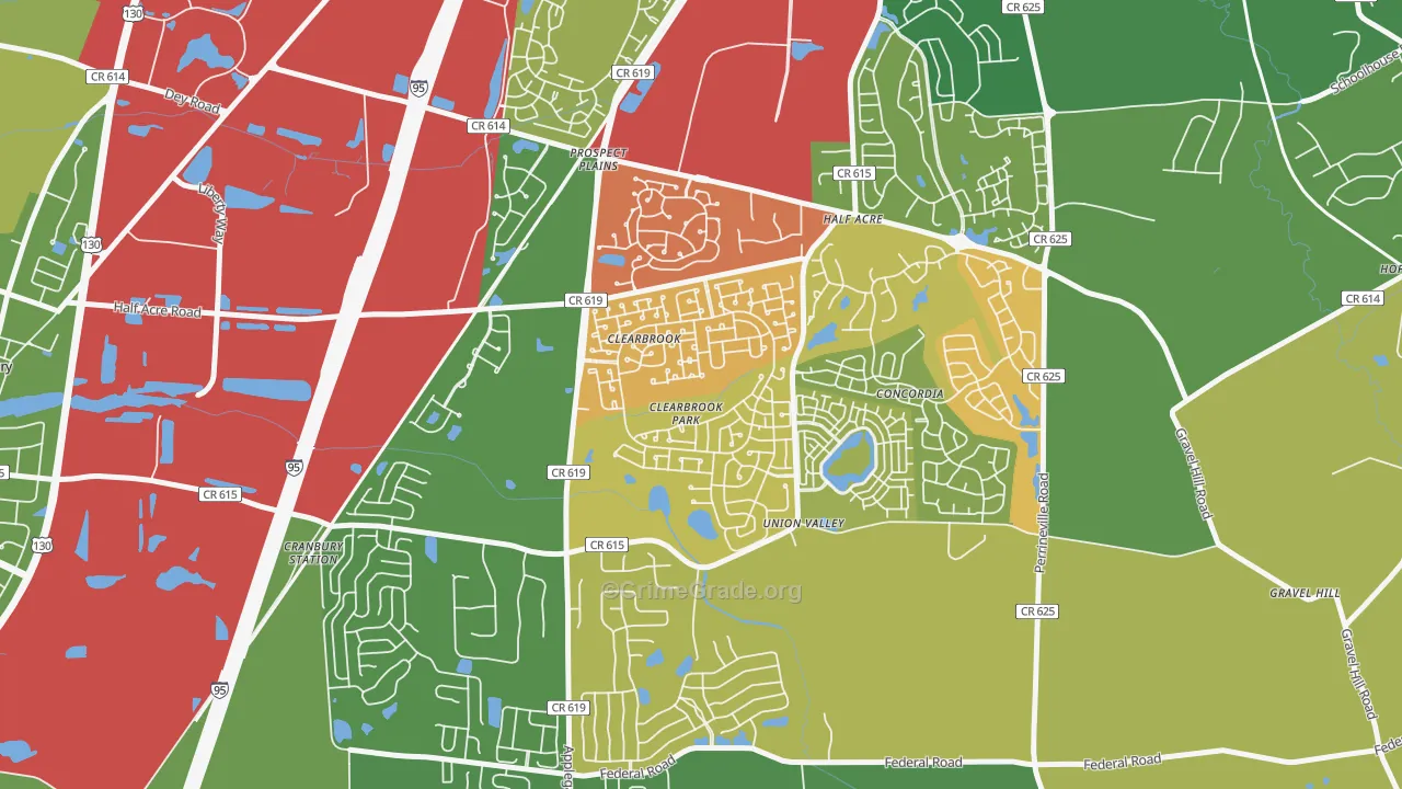 Clearbrook Park, NJ Map of Robbery Rates