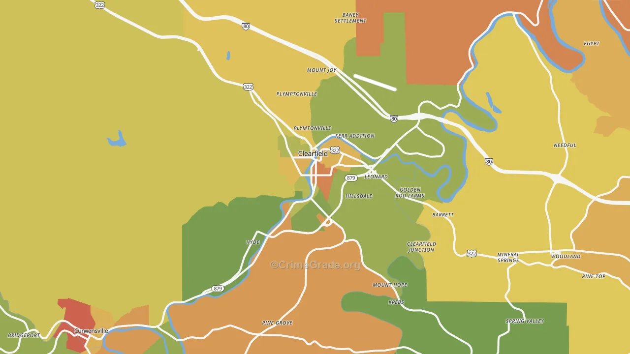 Clearfield, PA Map of Robbery Rates
