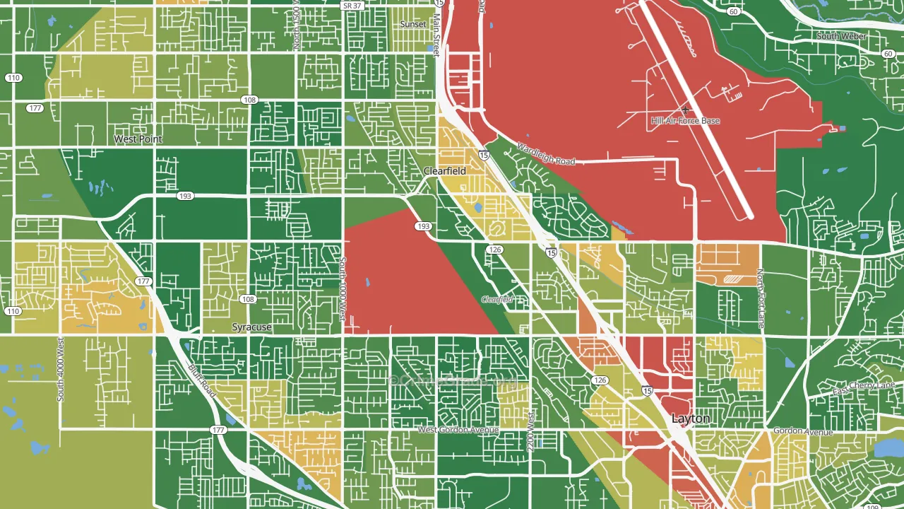 Clearfield, UT Map of Robbery Rates