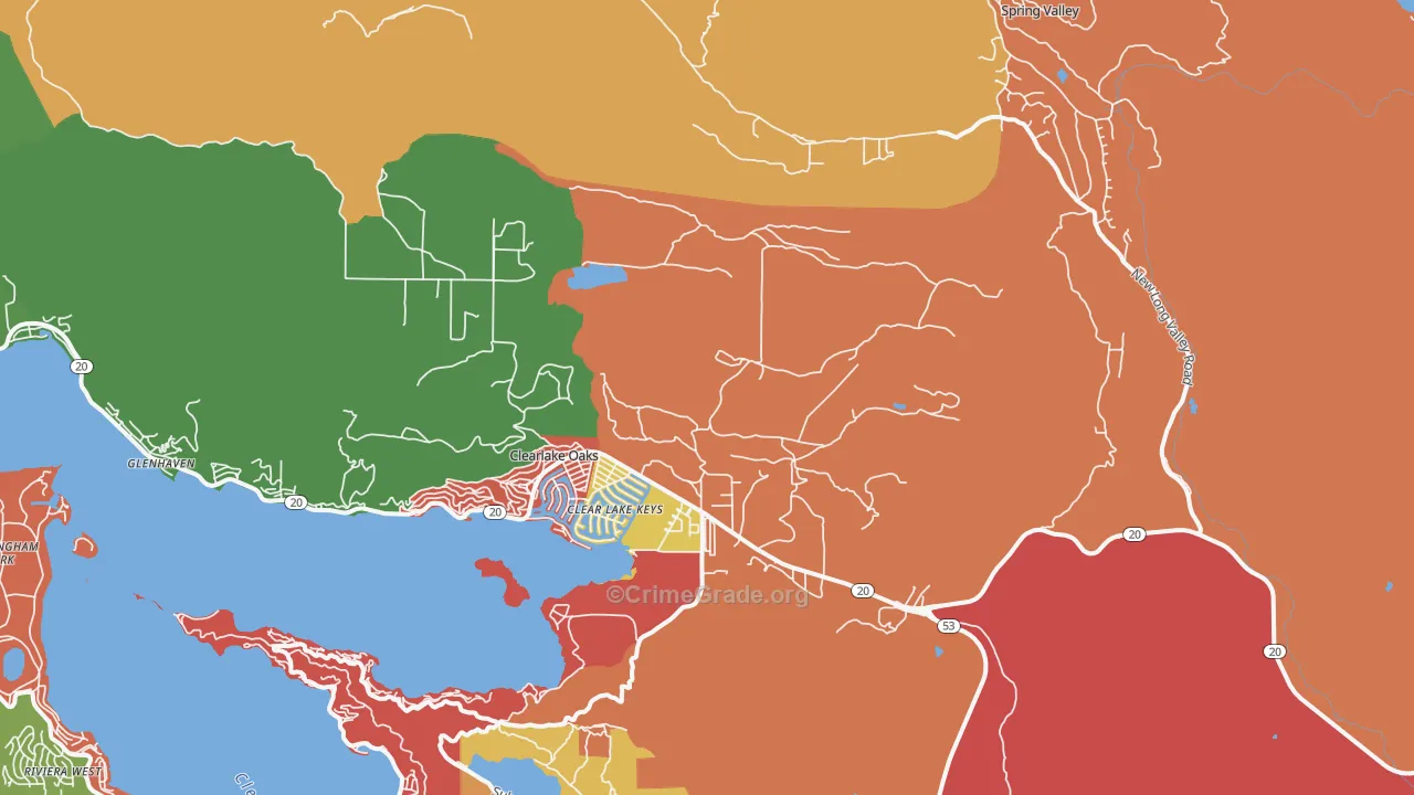 Clearlake Oaks, CA Map of Robbery Rates