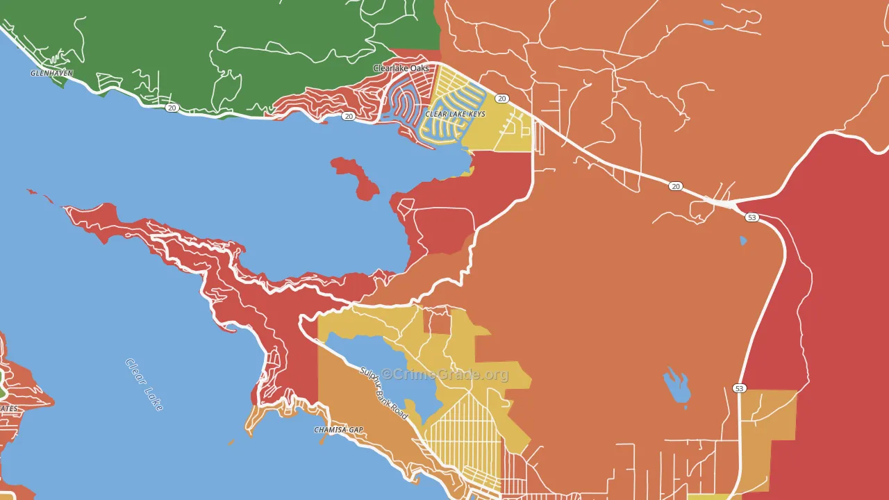 Clearlake Park, CA Map of Robbery Rates