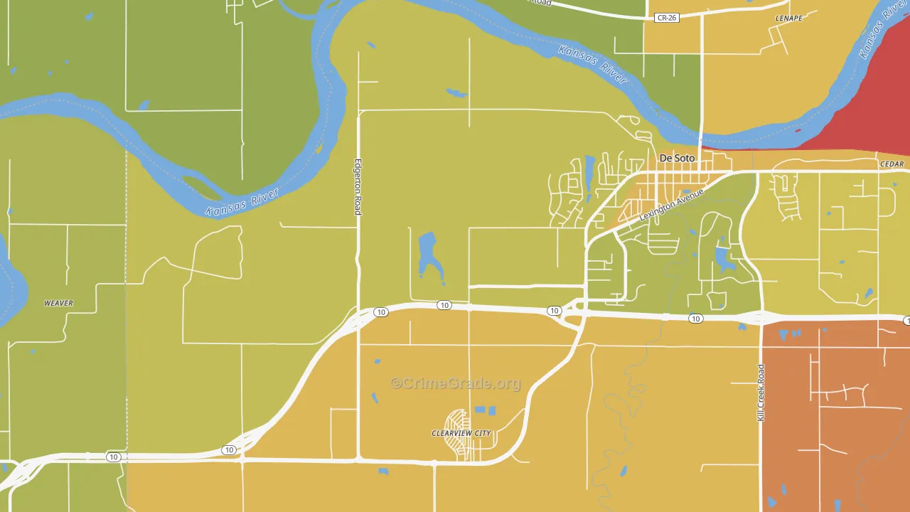 Clearview City, KS Map of Robbery Rates