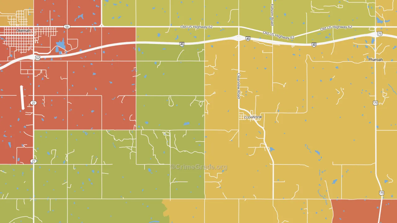 Clearview, OK Map of Robbery Rates