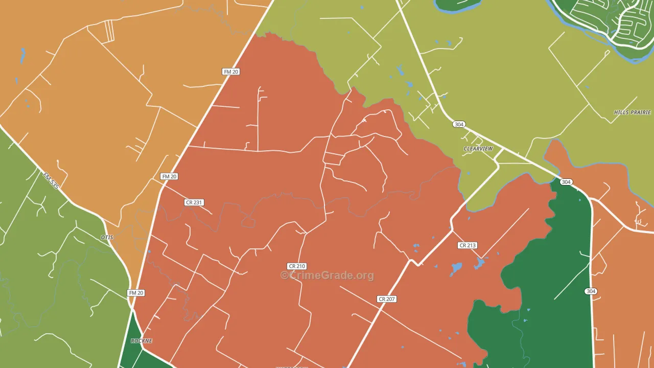 Clearview, TX Map of Robbery Rates