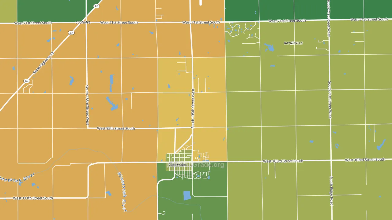 Clearwater, KS Map of Robbery Rates