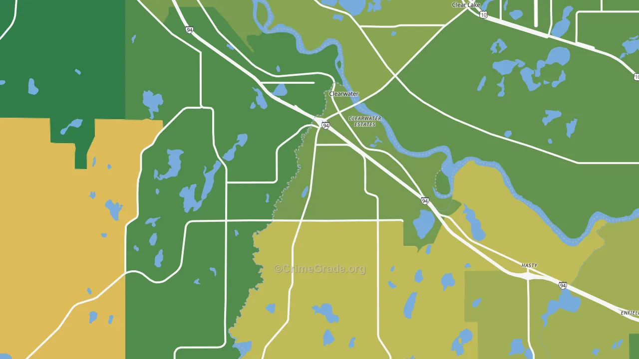 Clearwater, MN Map of Robbery Rates