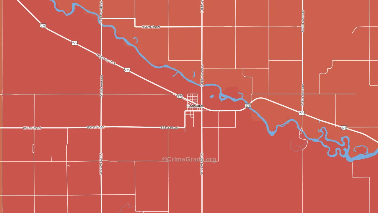 Clearwater, NE Map of Robbery Rates