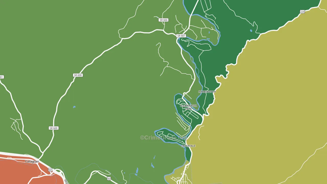 Clearwater Park, VA Map of Robbery Rates