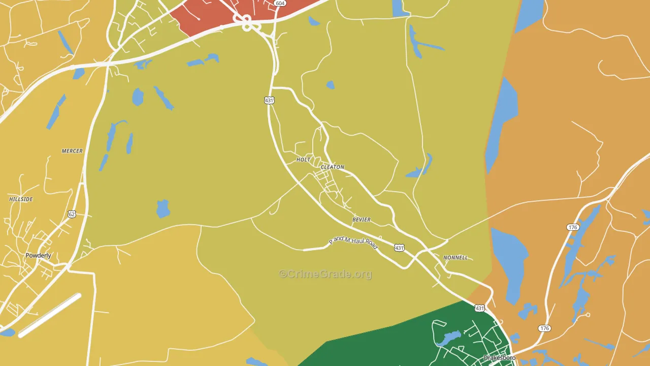 Cleaton, KY Map of Robbery Rates