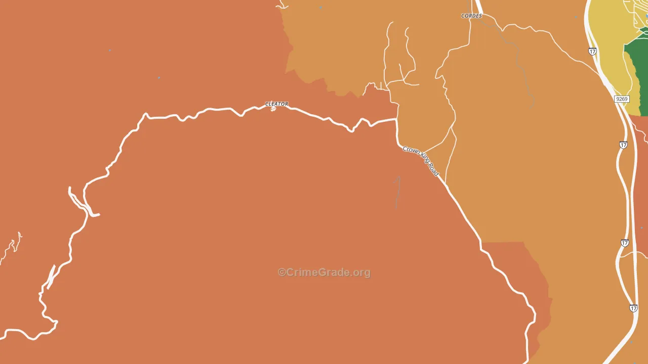 Cleator, AZ Map of Robbery Rates