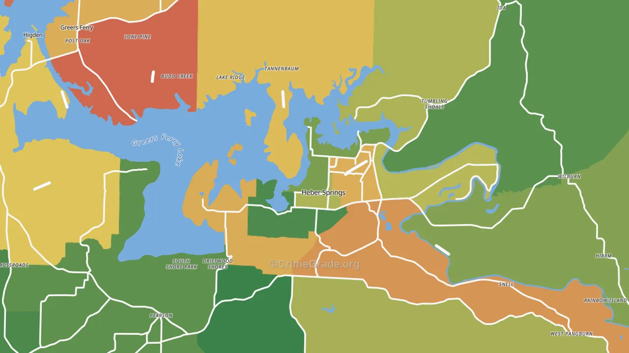 Cleburne County, AR Map of Robbery Rates