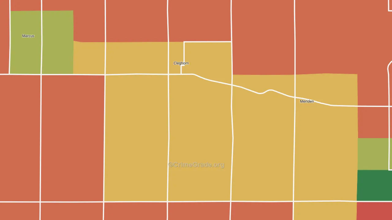Cleghorn, IA Map of Robbery Rates